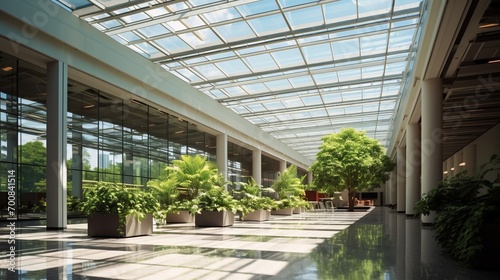Radiant Oasis: Captivating Skylit Atrium Illuminates Corporate Serenity