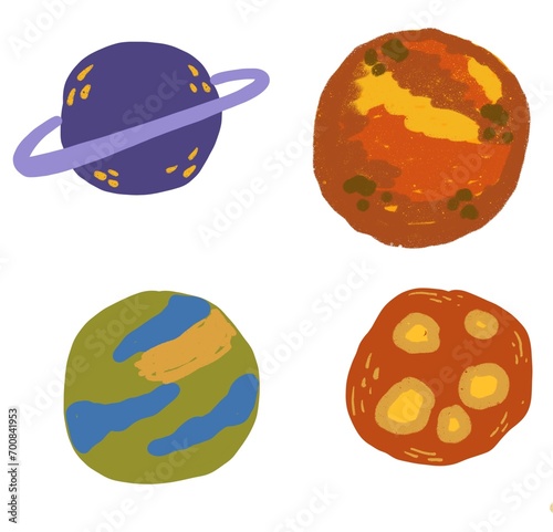 cute planet illustration avatar icon