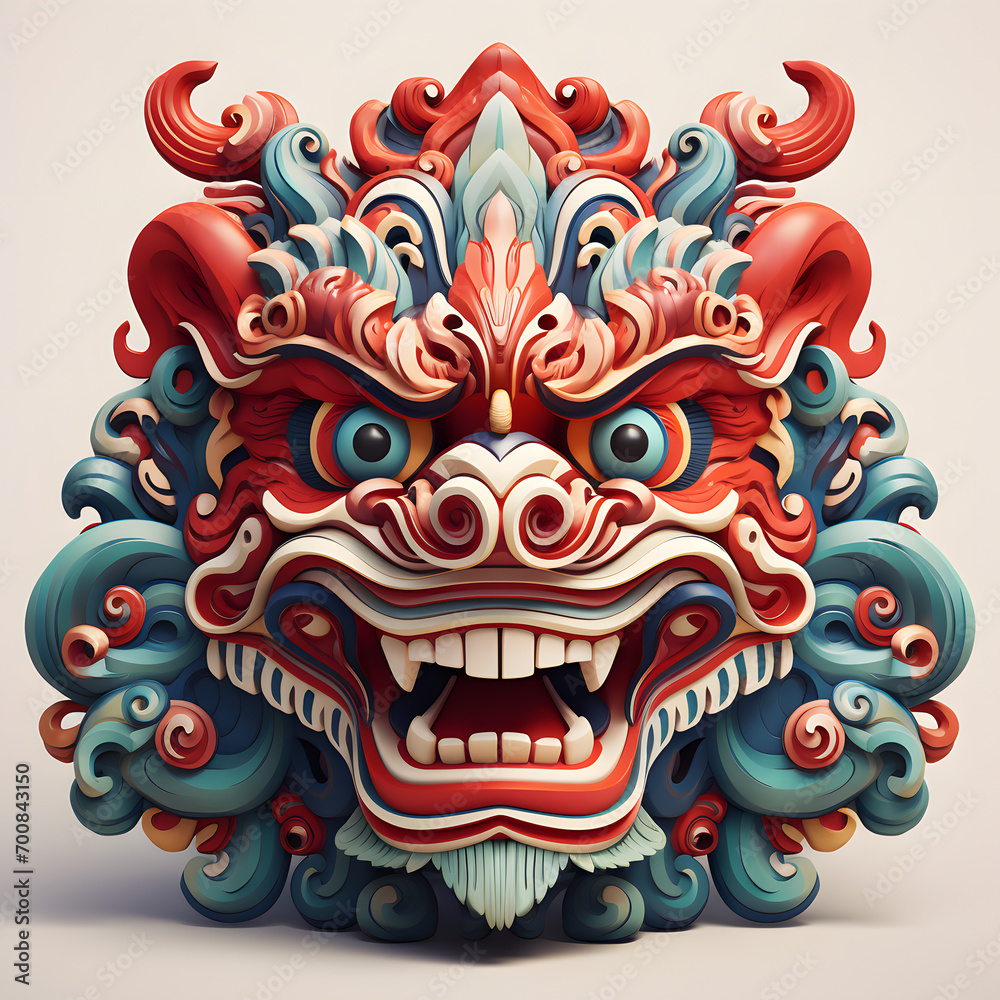 chinese lion head 3d model