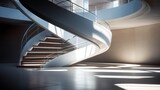 Enchanting Ascension: Captivating Spiral Staircase in Modern Architecture - Illuminating Shadows and Mesmerizing Patterns