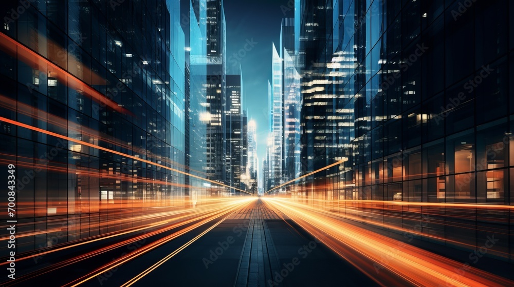 Dynamic Symphony: Captivating Light Trails Illuminate the Vibrant Pulse of Urban Life in a Majestic Skyscraper Dynamic Symphony: Captivating Light Trails Illuminate the Vibrant Pulse of Urban Life in a Majestic Skyscraper