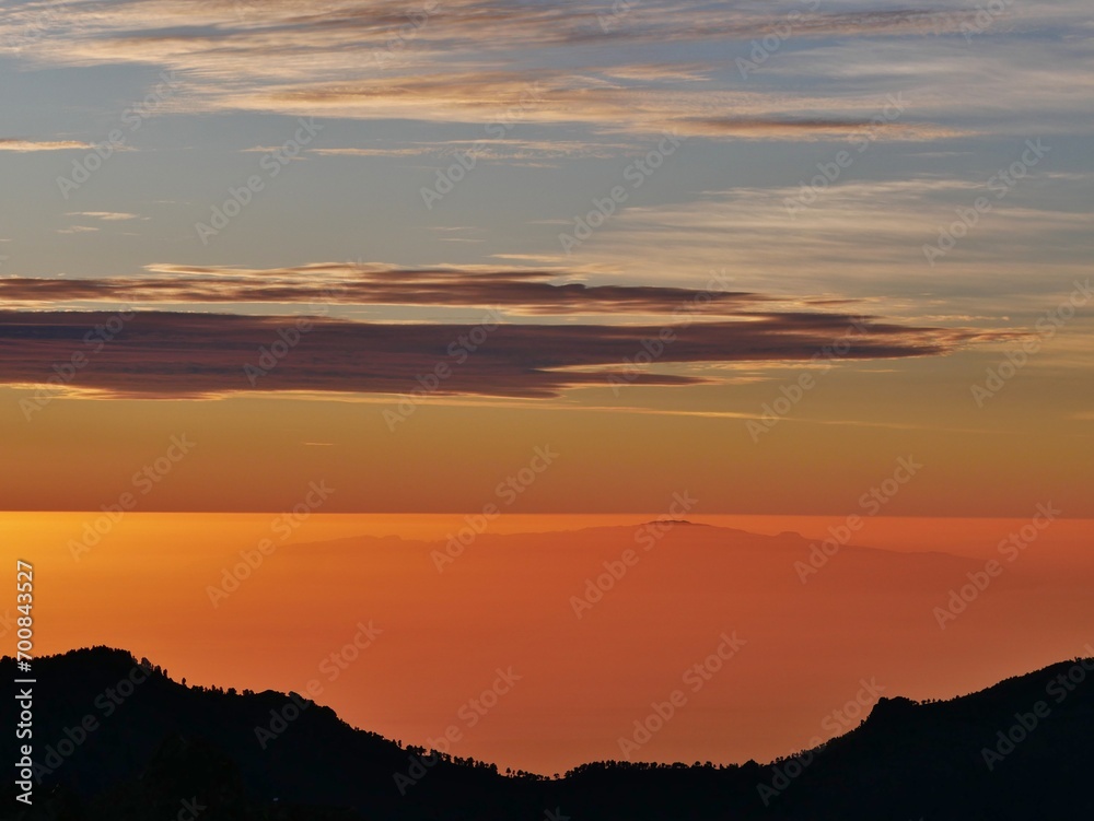 Sonnenaufgang mit Blick auf Tenriffa von Roque los muchachos