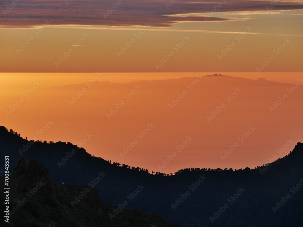 Sonnenaufgang mit Blick auf Tenriffa von Roque los muchachos