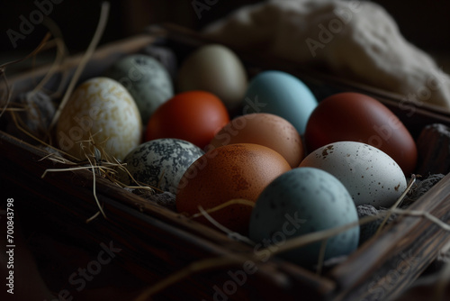 Group of easter eggs dyed naturally  photo