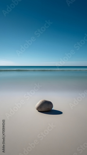 a pebble stone on the white sand beach 