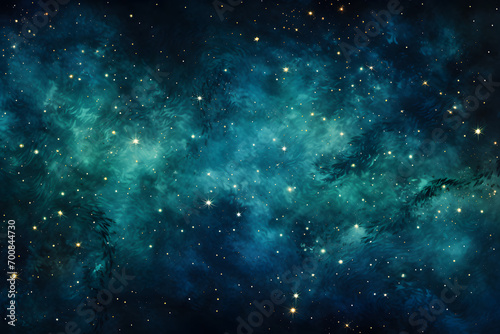 painting of galaxy of blue and gold stars in space
