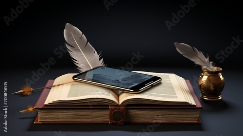 Unleash Your Imagination with the 'Historical Fiction' App: Journey Through Time with Books and a Quill on a 3D Smartphone © ASoullife