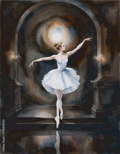 Majestic painting of ballet dancer on a dark background
