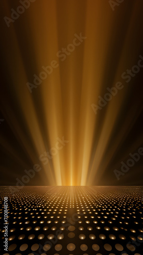 golden stage background with golden lights shining  