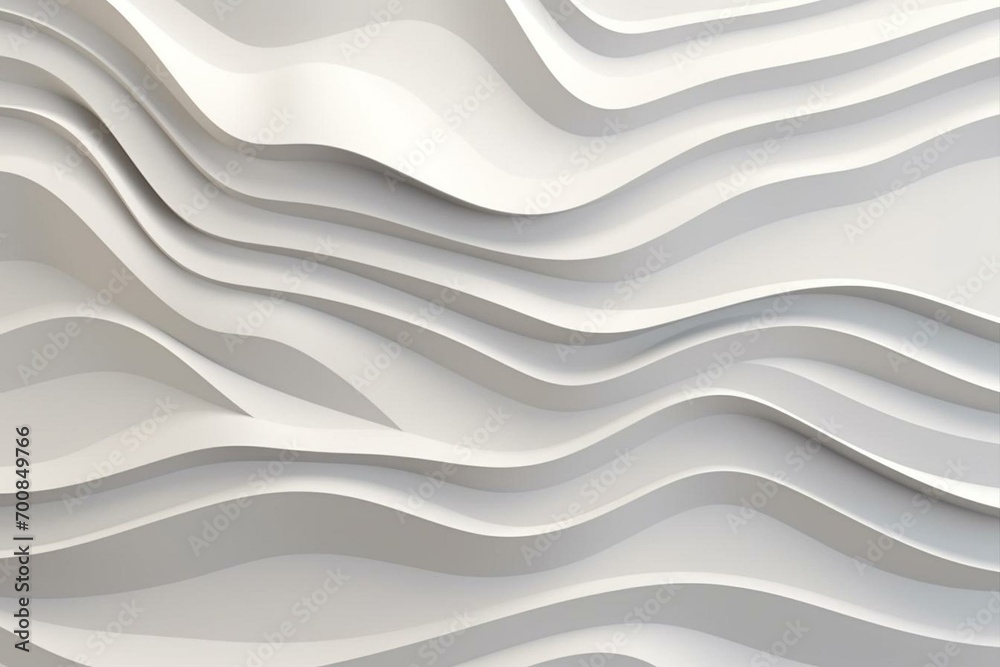Abstract wallpaper with white wavy lines, a light 3D design offering empty space. Generative AI Abstract wallpaper with white wavy lines, a light 3D design offering empty space. Generative AI