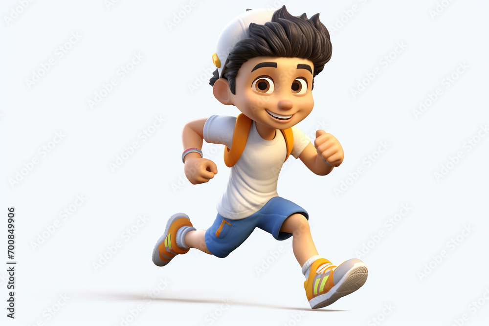 Morning Run Fitness caracter cartoon 3D illustration white background Morning Run Fitness caracter cartoon 3D illustration white background