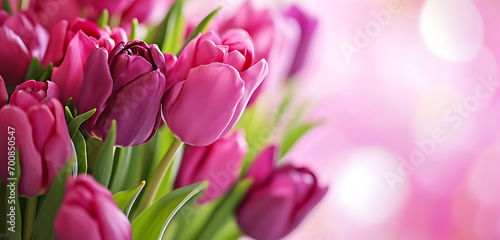 Pink tulips space for congratulation