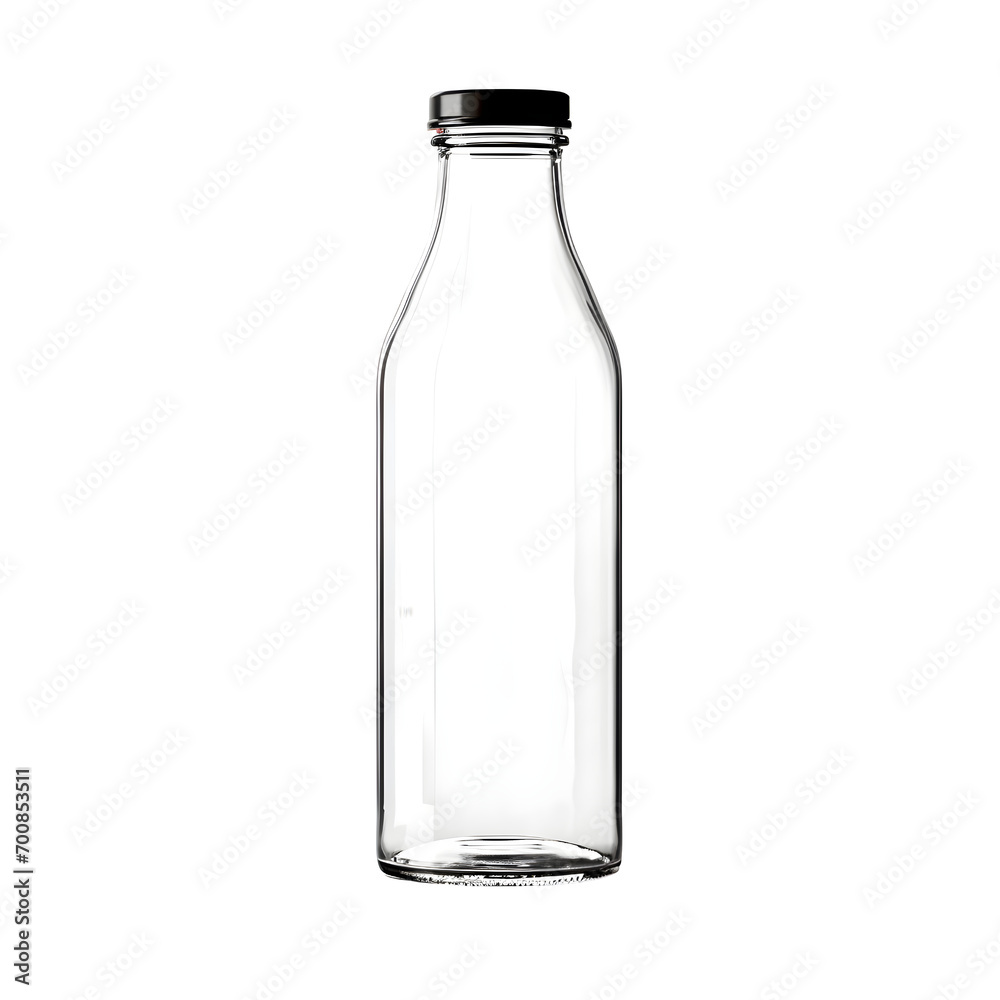 empty glass bottle isolated on transparent background