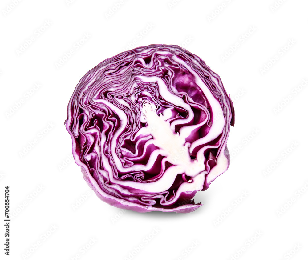 Half of fresh red cabbage isolated on white Half of fresh red cabbage isolated on white