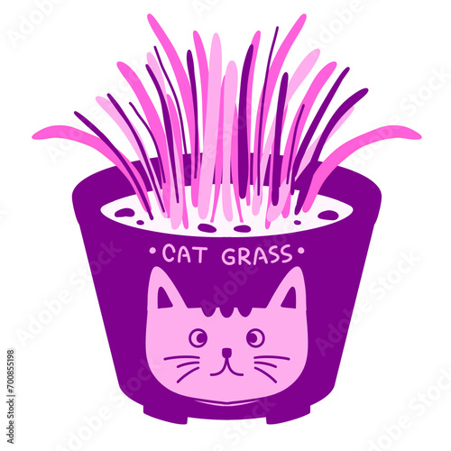 cat grass illustration