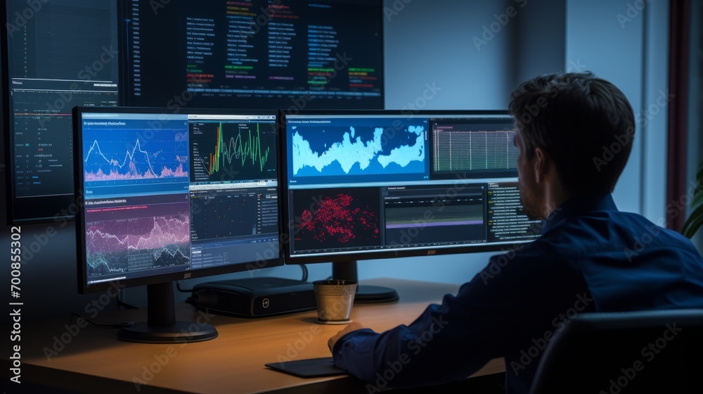 Forecasting the Future: Meteorologist Mastermind Deciphers Weather Patterns on Multidisplay Setup Forecasting the Future: Meteorologist Mastermind Deciphers Weather Patterns on Multidisplay Setup