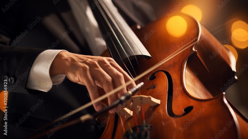 Harmonious Mastery: Captivating Cellist's Hands Tune the Soulful Strings in Concert Hall Performance Harmonious Mastery: Captivating Cellist's Hands Tune the Soulful Strings in Concert Hall Performance