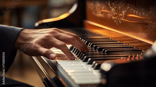 Harmony Unleashed: Masterful Fingers Caress the Soulful Strings of a Grand Piano
