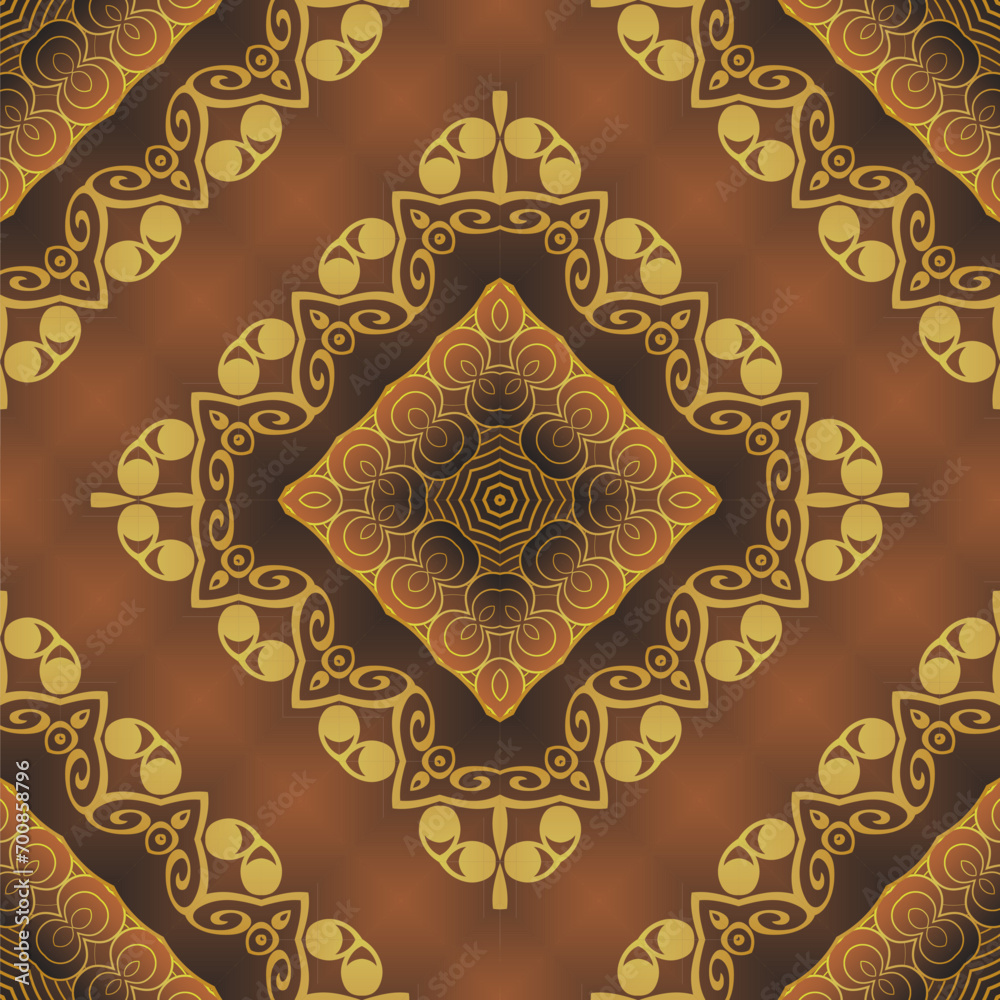 Abstract background with seamless texture, basic color brown combined with gold, can be used for batik or others