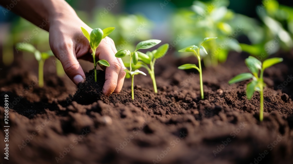 Nurturing Nature: Skilled Gardener's Hands Cultivating Vibrant Seedlings in a Thriving Community Garden Nurturing Nature: Skilled Gardener's Hands Cultivating Vibrant Seedlings in a Thriving Community Garden