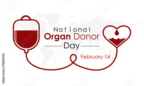  National Organ Donor day observed each year on February 14th . Donor Day aims to raise awareness of the live. Vector illustration