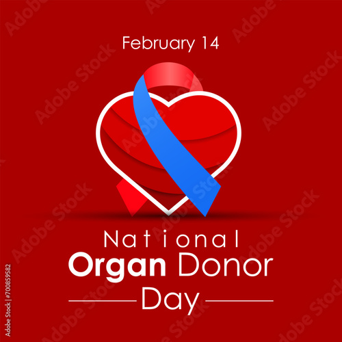  National Organ Donor day observed each year on February 14th . Donor Day aims to raise awareness of the live. Vector illustration