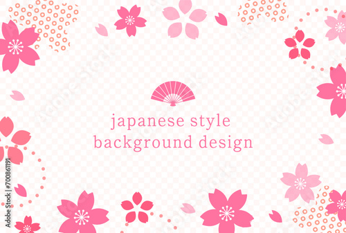 桜モチーフの和風背景素材、春カラーのデザインテンプレート