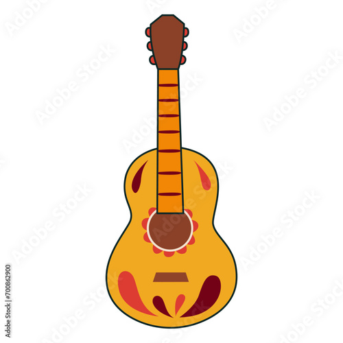 Acoustic guitar on white ba...
