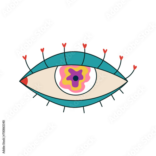Colorful human eye on white...