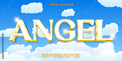 Gold Angel Editable Vector 3D Text Effect