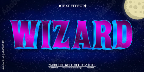 Scary Blue and Pink Cartoon Wizard Editable Vector 3D Text Effect