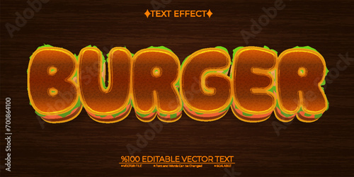 Burger Editable Vector 3D Text Effect