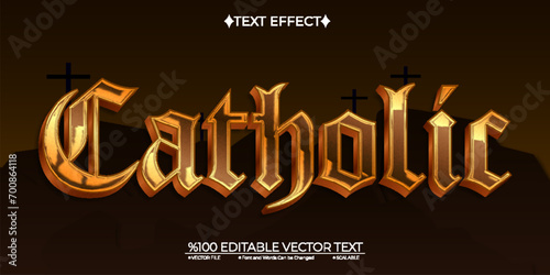 Bronze Catholic Editable Vector 3D Text Effect