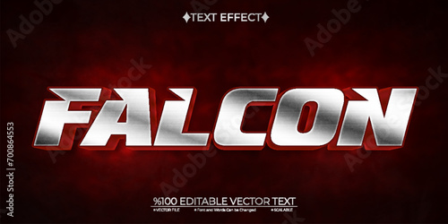 Silver and Red Falcon Editable Vector 3D Text Effect
