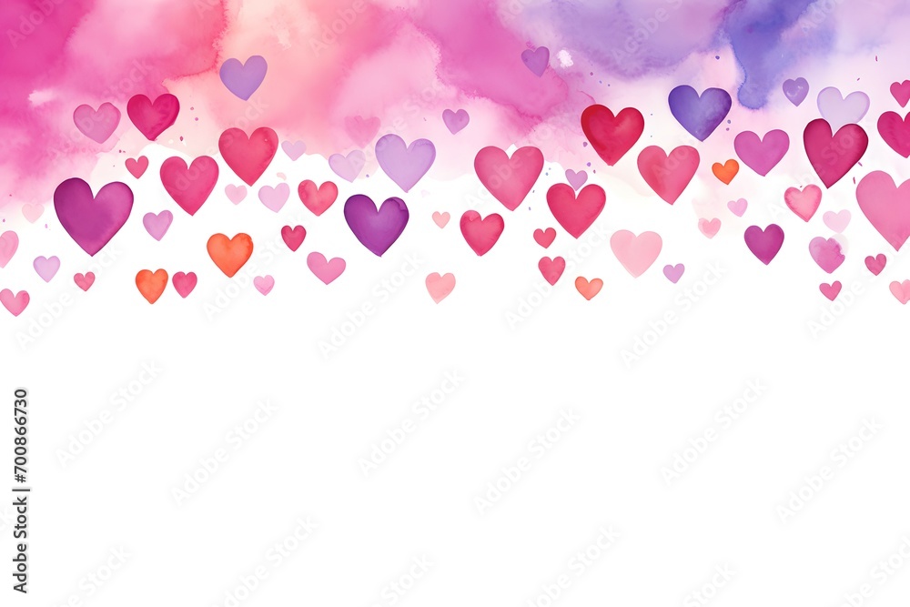 Love in the Air Watercolor Hearts Border