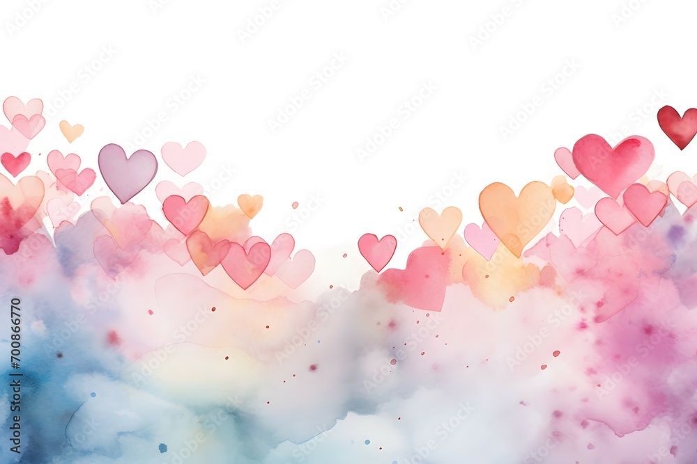 Love in the Air Watercolor Hearts Border