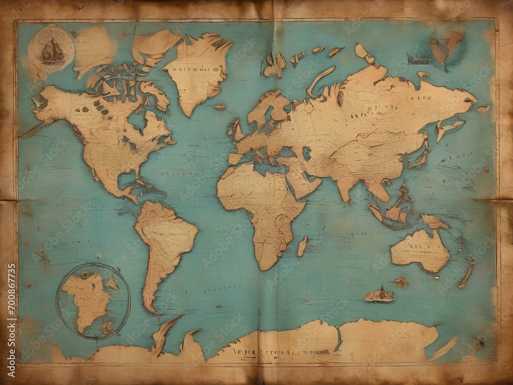 Naklejka premium old world map Generative AI