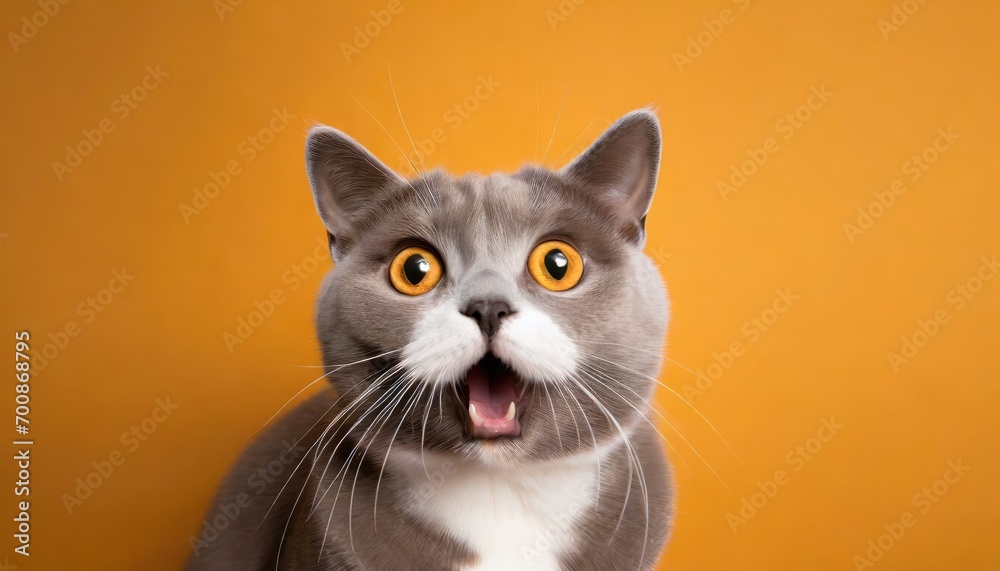 A shocked portrait of a cat.