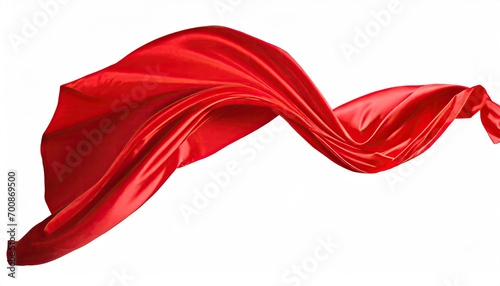 Red satin fabric at white isolated background.