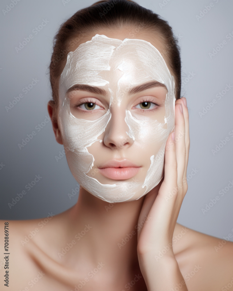 Young girl with facial mask. Cosmetic procedure. Beauty spa and cosmetology. Young girl with facial mask. Cosmetic procedure. Beauty spa and cosmetology.