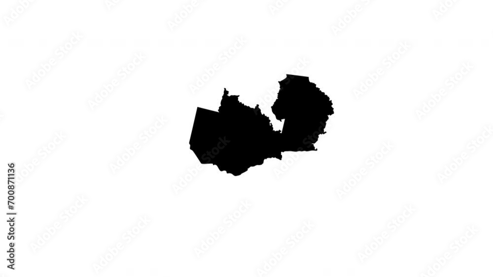 animated video of a map of the country of zambia animated video of a map of the country of zambia