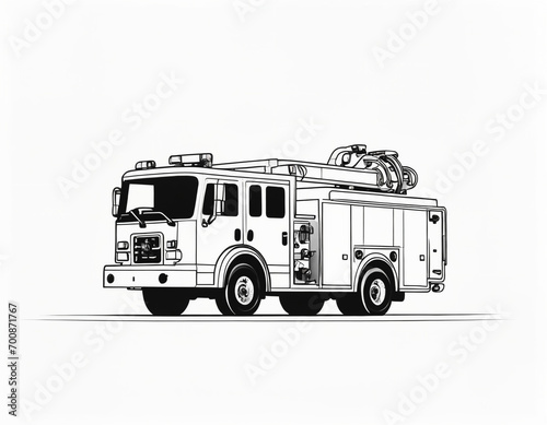 fire truck illustration. coloring book