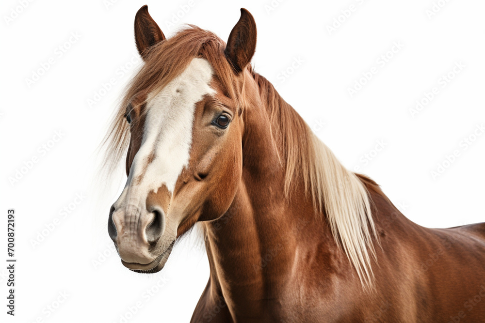 Obraz premium American quarter horse close-up portrait on a white background.