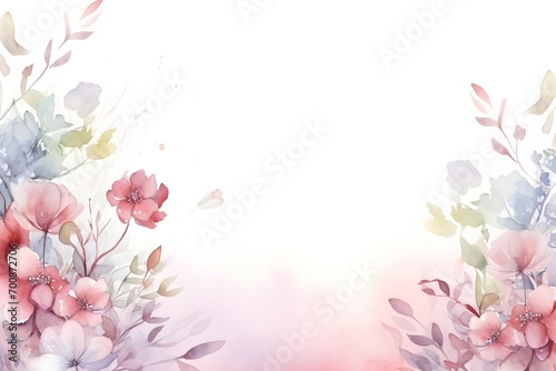 Watercolor Floral Frame on Pastel Background © JD