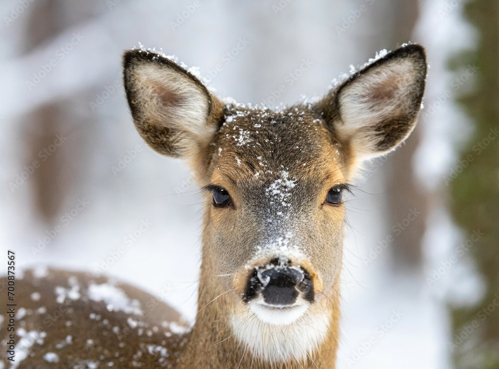 Doe in snow forest