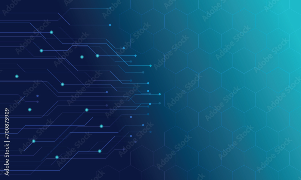 Obraz premium Abstract lines, hexagon and dots connecting background with tech theme. EPS. Vector Design.