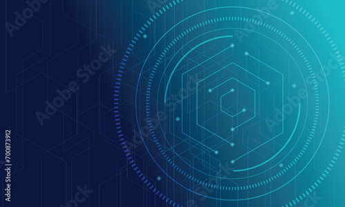 Abstract lines, hexagon and dots connecting background with tech theme. EPS. Vector Design.