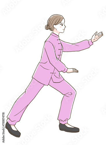 太極拳をする女性イラスト