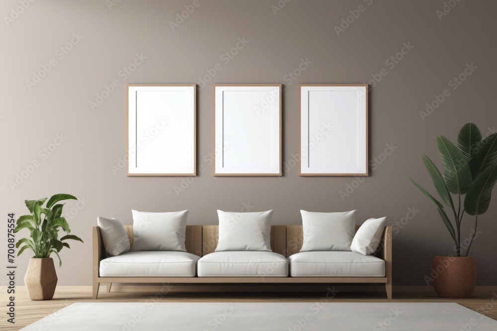 Clean and modern frame template on a gallery wall Clean and modern frame template on a gallery wall