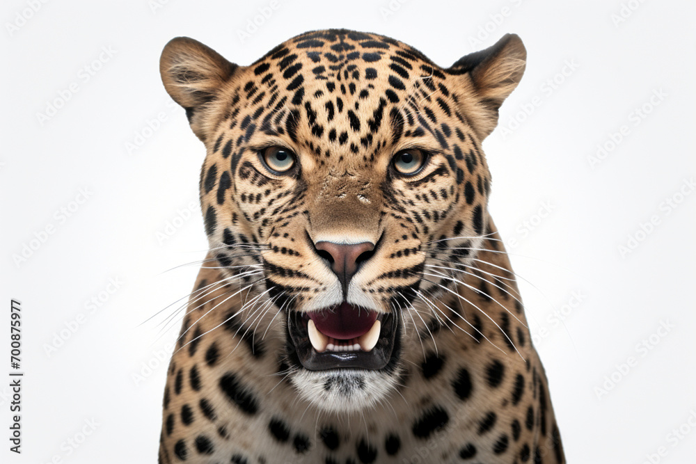 Obraz premium Jaguar close-up portrait on a white background. 